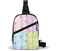 Sac de poitrine Big Little Heart Motifs sur fond coloré avec des points Romance Love, sacs à bandoulière polyvalents sac à dos à bandoulière étanche voyage randonnée mode paquet de poitrine pour homme