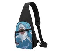 Sac de poitrine bleu avec imprimé poisson de dessin animé pour homme et femme, sac banane d'extérieur à bandoulière pour randonnée, sac de sport, Noir , Taille unique, Sac à dos décontracté