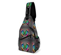 Sac de poitrine coloré avec grand papillon pour homme, sac à bandoulière pour femme, sac à dos à bandoulière pour voyage, blanc, 20,3 x 10,2 x 38,1 cm, blanc, 8x4x15 Inches