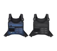 Sac de poitrine : configuration gilet réglable, grande capacité de stockage, organisation multi-poches, structure en polyester résistant | Housse d'extérieur pour voyage, course, randonnée, Noir