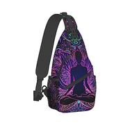 Sac de Poitrine Cool pour Femme de Plein air Compatible avec Seven Chakra Bohème Mandala Champignon Yoga Méditation Boho Art Sac réglable