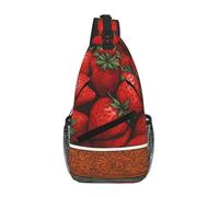 Sac de poitrine croisé en polyester durable avec imprimé de fraises mignon unique pour les trajets et les voyages