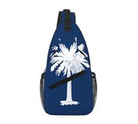 Sac de poitrine croisé en polyester durable avec imprimé drapeau de la Caroline du Sud unique pour les trajets et les voyages