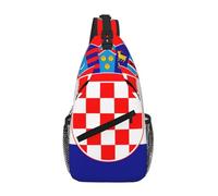 Sac de poitrine croisé en polyester durable avec imprimé drapeau de la République de Croatie unique pour les trajets et les voyages