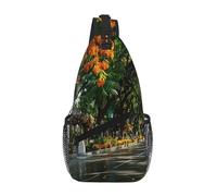 Sac de poitrine croisé en polyester durable avec imprimé unique Street After Rain pour les trajets et les voyages