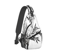 Sac de poitrine de calligraphie chinoise avec motif d'arbre en bambou, sangles légères, robuste et durable, convient à la plupart des gens, Noir , Taille unique
