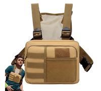 Sac de poitrine de course, harnais de poitrine pour téléphone de course | pour extérieur réglable - organisationnel, paquet pratique léger pour la pêche alpinisme, respirant, kaki foncé, Reportez-vous