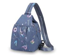 Sac de poitrine de voyage antivol réglable, Fond bleu Lett, Taille unique | Sac à bandoulière sécurisé à plusieurs compartiments pour le travail ou un usage quotidien, exploration en ville et confort