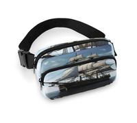 Sac de poitrine d'extérieur pour homme, sac à bandoulière imprimé vieux voilier avec grande poche extérieure et poches latérales en maille, convient pour les hommes et les femmes, sac à dos