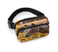 Sac de poitrine d'extérieur pour homme, sac à dos décontracté imprimé cheval de tournesol jaune avec grande poche extérieure et poches latérales en maille, convient pour homme et femme, sac à dos