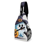 Sac de poitrine d'Halloween fantôme sac à bandoulière pour homme, sac banane pour femme, sac à dos en bandoulière pour voyage, blanc, 20,3 x 10,2 x 38,1 cm, blanc, 8x4x15 Inches