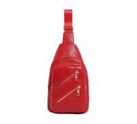 Sac de poitrine d'inspiration rétro et très polyvalent fabriqué à partir de cuir PU tendance, unisexe, idéal pour les hommes et les femmes pendant les voyages, Rouge, 18.0*9.0*31.0