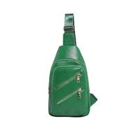 Sac de poitrine d'inspiration rétro et très polyvalent fabriqué à partir de cuir PU tendance, unisexe, idéal pour les hommes et les femmes pendant les voyages, Vert, 18.0*9.0*31.0
