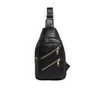Sac de poitrine d'inspiration rétro et très polyvalent fabriqué à partir de cuir PU tendance, unisexe, idéal pour les hommes et les femmes pendant les voyages, Noir , 18.0*9.0*31.0