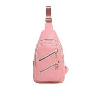 Sac de poitrine d'inspiration rétro et très polyvalent fabriqué à partir de cuir PU tendance, unisexe, idéal pour les hommes et les femmes pendant les voyages, rose, 18.0*9.0*31.0
