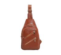 Sac de poitrine d'inspiration rétro et très polyvalent fabriqué à partir de cuir PU tendance, unisexe, idéal pour les hommes et les femmes pendant les voyages, marron, 18.0*9.0*31.0