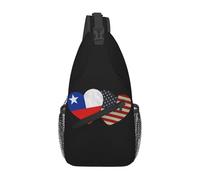 Sac De Poitrine Drapeau Chilien Américain Avec Couple De Cœurs Et D'Amour Bandoulière Sac Moderne Léger Et Étanche Sacs Triangle, Pour Office, Voyage, Randonnée