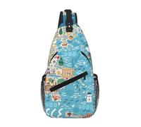 Sac de poitrine en bandoulière avec carte de la Grèce pour homme et femme, petit sac à bandoulière étanche, mini sac à dos pour la randonnée