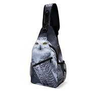 Sac de poitrine en bandoulière motif hibou arctique pour homme, sac banane pour femme, sac à dos à bandoulière pour voyage, blanc, 20,3 x 10,2 x 38,1 cm, blanc, 8x4x15 Inches