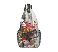 Sac de poitrine en croix en diagonale, peinture à l'huile, scène de rue de Paris, Tour Eiffel, convient pour homme et femme, randonnée, voyage quotidien, longs et courts voyages