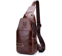 Sac de Poitrine en Cuir pour Homme BULLCAPTAIN - Marron - Sac à Dos Bandoulière pour Sport et Voyage