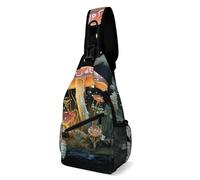 Sac de poitrine en forme de champignon papillon pour homme, sac banane pour femme, sac à dos en bandoulière pour voyage, blanc, 20,3 x 10,2 x 38,1 cm, blanc, 8x4x15 Inches