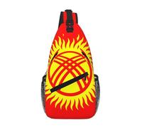 Sac de poitrine en polyester durable avec imprimé drapeau du Kirghizistan unique pour les trajets et les voyages