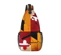 Sac de poitrine en polyester durable avec imprimé drapeau du Maryland en bois vintage unique pour les trajets et les voyages