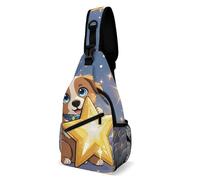 Sac de poitrine Happy Little Dog pour homme, sac à bandoulière pour femme, sac à dos à bandoulière pour voyage, blanc, 20,3 x 10,2 x 38,1 cm, blanc, 8x4x15 Inches