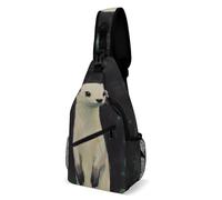 Sac De Poitrine Hermine Blanche Réglable Sacoche Homme Bandouliere Multifonction Pour Camping Randonnée 19X39Cm