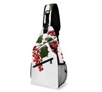 Sac de poitrine Holly Berry Branches Sac à bandoulière pour homme Sac banane pour femme Sac à dos à bandoulière pour voyage, blanc, 20,3 x 10,2 x 38,1 cm, blanc, 8x4x15 Inches