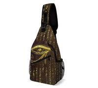 Sac De Poitrine Homme Ankh Égyptien Doré Œil De Dieu Léger Sacoche Épaule Étanche Cross Body Bag pour École Randonnée Femme