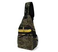 Sac De Poitrine Homme Ankh Égyptien Doré Œil De Dieu Unisexe Sacoche Épaule Loisir Bandouliere pour Extérieur Camping Sport