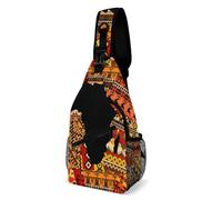 Sac De Poitrine Homme Carte De L'Afrique Histoire des Noirs Fierté Afro-Africaine, Durable Sacoche Porté Épaule Mode Bandouliere pour Camping Randonnée Femme