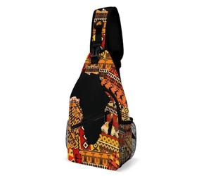 Sac De Poitrine Homme Carte De L'Afrique Histoire des Noirs Fierté Afro-Africaine, Durable Sacoche Porté Épaule Mode Bandouliere pour Camping Randonnée Femme