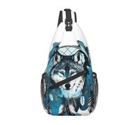 Sac De Poitrine Homme Loup Indigène Et Attrape-Dam Antivol Sacoche Épaule Loisir Sling Bag Pour École Cyclisme Gym