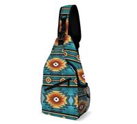 Sac De Poitrine Homme Motifs Sarcelle Tribaux Amérindiens Du Sud-Ouest Unisexe Sacs À Dos Porté Travers Pliable Bandouliere Homme Pour Femme École Excursion