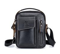 Sac de Poitrine Homme, Novatech Bandoulière Sac en Bandoulière en Cuir Vntage D'affaire Poche pour Voyage Randonnée ou vie scolaire loisirs ou sac polyvalent Taille unique Sport Affaires Voyage (Noir)