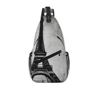 Sac De Poitrine Impression De La Tour Eiffel Et du Café Parisien Petit Sac À Dos avec Bretelles Réglables Élégant Sacs Poitrine, pour Camping, Escalade, Outdoor, Excursion