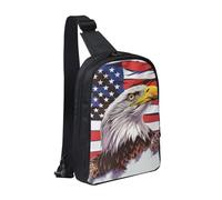 Sac de poitrine imprimé aigle avec drapeau américain pour homme et femme, sac à dos à bandoulière imperméable pour coureur, entraînement, randonnée, cyclisme, voyage, Noir , Taille unique, Sac à dos