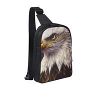 Sac de poitrine imprimé aigle chauve américain pour homme et femme, sac à dos à bandoulière imperméable pour coureur, entraînement, randonnée, cyclisme, voyage, Noir , Taille unique, Sac à dos