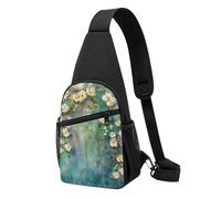 Sac de poitrine imprimé arbre de lierre floral pour homme et femme, sac banane d'extérieur à bandoulière pour randonnée, sac de sport, Noir , Taille unique, Sac à dos décontracté
