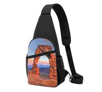Sac de poitrine imprimé Arches National Park pour homme et femme, sac banane d'extérieur à bandoulière pour randonnée, sac de sport, Noir , Taille unique, Sac à dos décontracté
