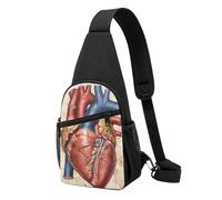 Sac de poitrine imprimé avec motif d'anatomie humaine pour homme et femme, sac banane d'extérieur à bandoulière pour randonnée, sac de sport, Noir , Taille unique, Sac à dos décontracté