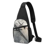 Sac de poitrine imprimé avion de la Seconde Guerre mondiale pour homme et femme, sac banane d'extérieur à bandoulière pour randonnée, sac de sport, Noir , Taille unique, Sac à dos décontracté