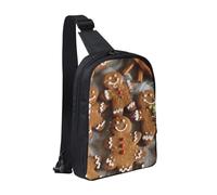 Sac de poitrine imprimé biscuits pain d'épice pour homme et femme, sac à dos à bandoulière imperméable pour coureur, entraînement, randonnée, cyclisme, voyage, Noir , Taille unique, Sac à dos