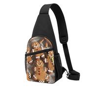 Sac de poitrine imprimé biscuits pain d'épice pour homme et femme, sac banane d'extérieur à bandoulière pour randonnée, sac de sport, Noir , Taille unique, Sac à dos décontracté