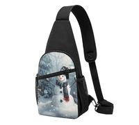 Sac de poitrine imprimé bonhomme de neige de Noël pour homme et femme, sac banane d'extérieur à bandoulière pour randonnée, sac de sport, Noir , Taille unique, Sac à dos décontracté