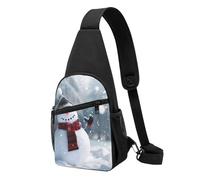 Sac de poitrine imprimé bonhomme de neige de Noël pour homme et femme, sac banane d'extérieur à bandoulière pour randonnée, sac de sport, Noir , Taille unique, Sac à dos décontracté