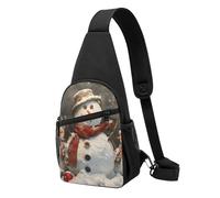 Sac de poitrine imprimé bonhomme de neige de Noël pour homme et femme, sac banane d'extérieur à bandoulière pour randonnée, sac de sport, Noir , Taille unique, Sac à dos décontracté